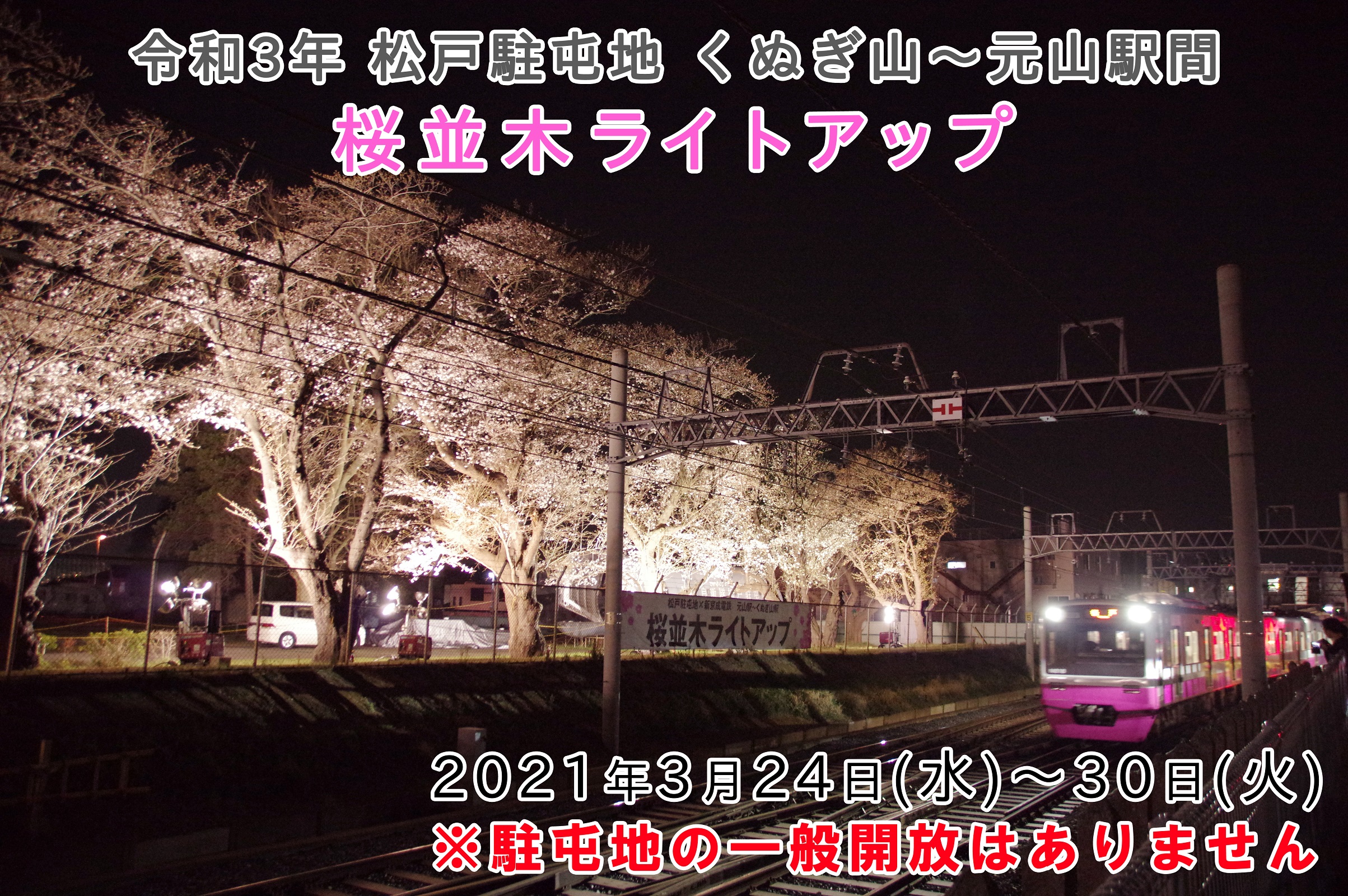 令和3年 松戸駐屯地 くぬぎ山～元山駅間 桜並木ライトアップお知らせ