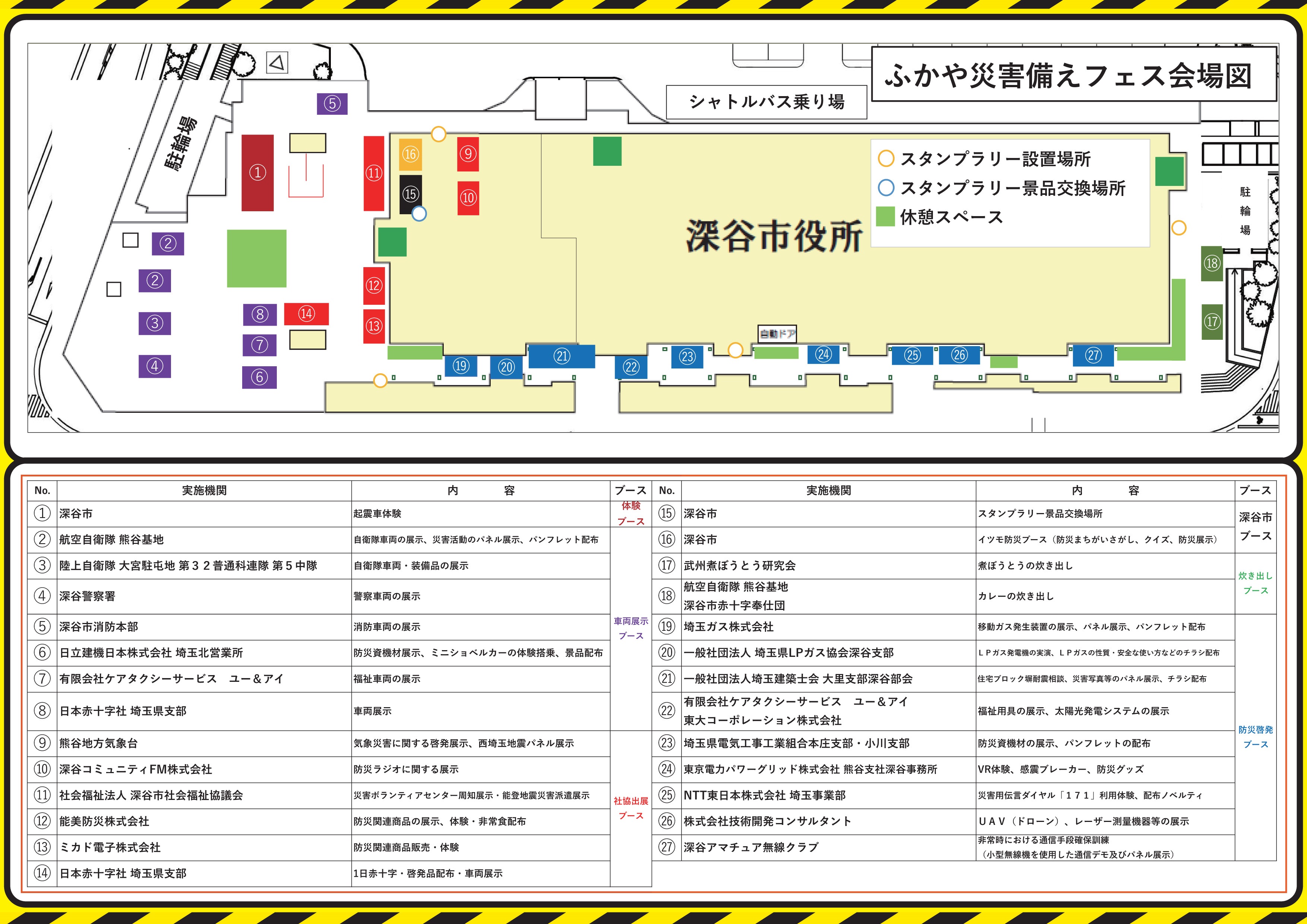 ふかや災害備えフェス2025 in 深谷市役所:会場図