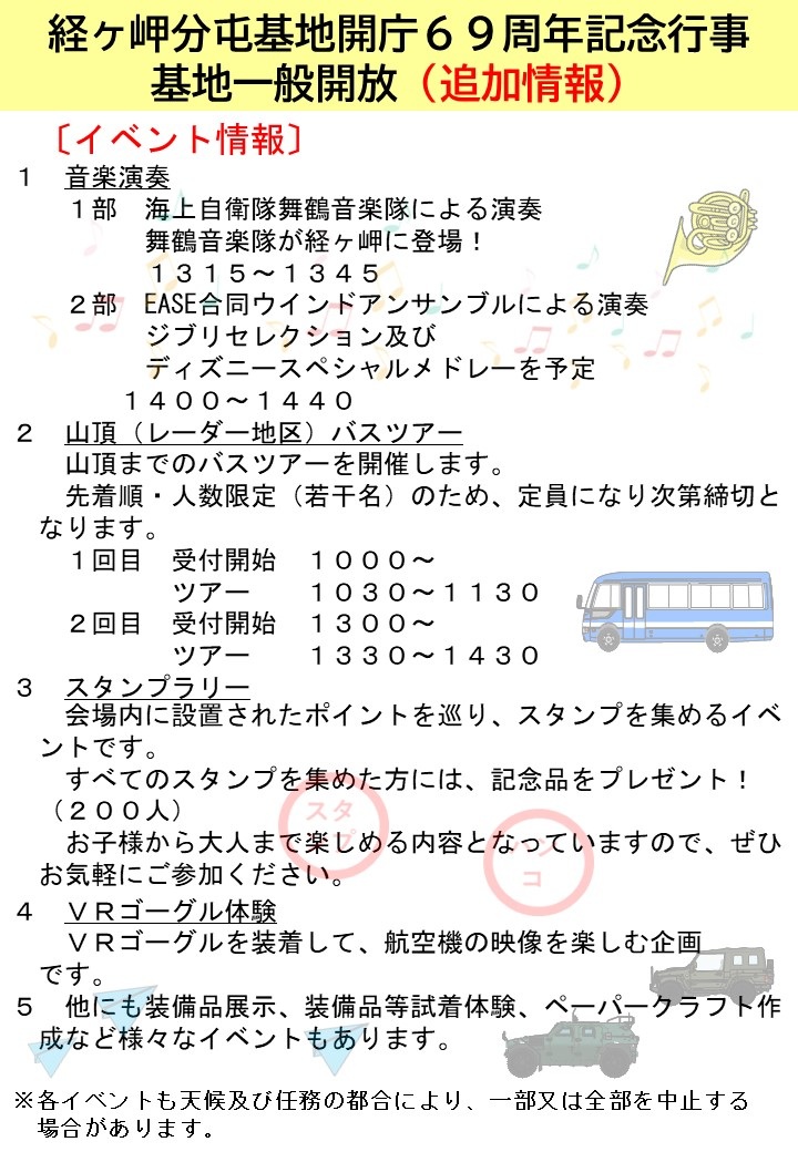 航空自衛隊 経ヶ岬分屯基地 開庁69周年記念行事:イベント内容