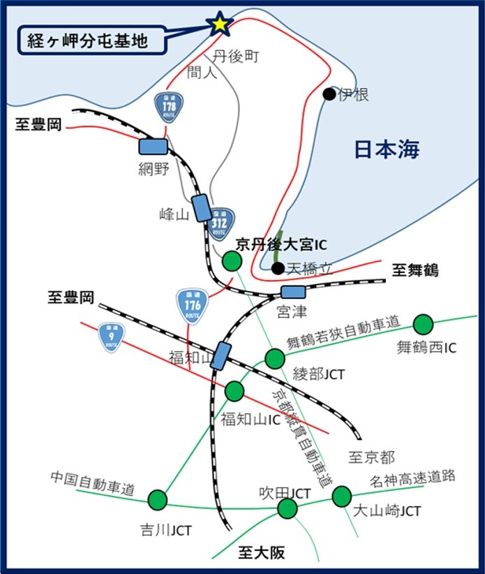 航空自衛隊 経ヶ岬分屯基地 開庁69周年記念行事:アクセスマップ