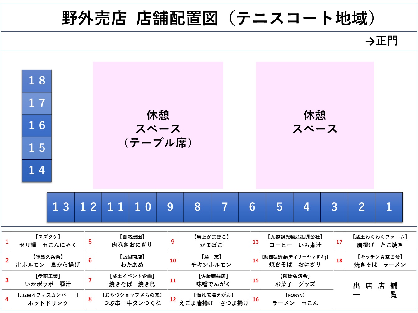 第2施設団 創隊65周年・船岡駐屯地 創設67周年記念行事:野外売店配置図