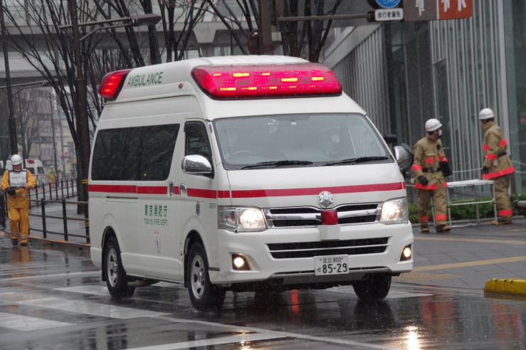 第六消防方面救助救急訓練｜到着した救急車