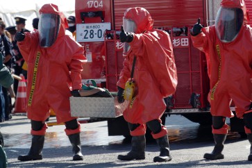 横浜消防出初式2019｜消防総合訓練：特殊災害対応隊による汚染対処